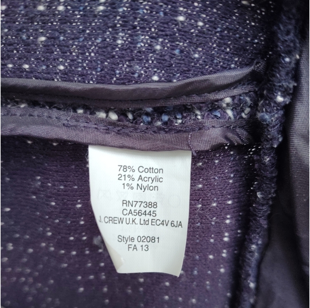 SOLD J.Crew Boucle Tweed Peplum Blazer Jacket XS - Picture 8 of 8